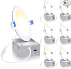 Ensenior 6 Pack 4 Inch LED Recessed Light, Dimmable, 3000K-5000K 3CCT, 750LM High Brightness, 9W 120V, Damp Rated, Ultra-Thin Canless Wafer Ceiling Light - ETL & FCC & IC