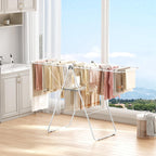 APEXCHASER Clothes Drying Rack, Oversized Drying Rack Clothing with Height-Adjustable, Foldable Gullwings Metal Laundry Rack, Indoor Outdoor Use, No Assembly, White