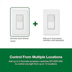 Lutron Sunnata Touch Dimmer Light Switch with Wallplate, LED+ Advanced Technology for LED and Incandescent, 3 Way/Multi Location, STCL-153MW-WH, White