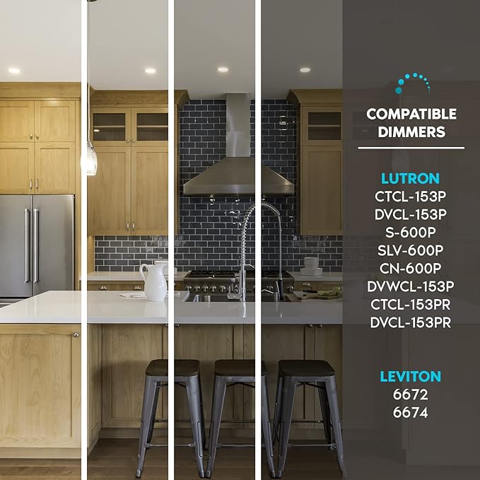 LUXRITE 4 Inch Ultra Thin LED Recessed Lighting, 10.5W, 5 Color Selectable 2700K | 3000K | 3500K | 4000K | 5000K, CRI 90, 750 Lumens, Dimmable LED Wafer Lights, Wet Rated, Baffle Trim (6 Pack)