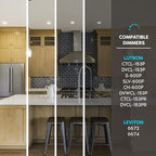 LUXRITE 12-Pack 4 Inch Ultra Thin LED Recessed Lighting, 10.5W, 5 Color Selectable 2700K | 3000K | 3500K | 4000K | 5000K, CRI 90, 750 Lumens, Dimmable LED Wafer Lights, Wet Rated, Baffle Trim