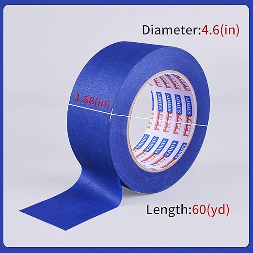 ADHES Blue Painters Tape,Blue Tape,Masking Tape for Painting,Paint Tape,Anti uv,no Residue Outdoor 1.88 inch x 60 Yard