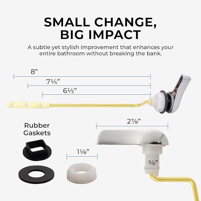 Qualihome Universal Toilet Tank Flush Lever, Chrome Finish Handle with Metal Nut, Fits Most Toilets (Side Mount)