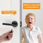 Amerdeco 5 Pack Matte Black Door Handles Interior, Knurled Privacy Door Handles with Lock, Heavy Duty Black Door Lever for Bedroom or Bathroom, Reversible Keyless for Left Right Handed Doors AM0016