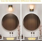 1 Light Modern Bathroom Light Fixtures Over Mirror, Black Gold Vanity Lights for Bathroom Wall Sconces with Milky White Glass Shades, E26 Socket (Bulbs Not Included)