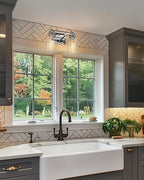 Bathroom Light Fixtures, HWH 2-Light Vanity Wall Sconce Lamp, Modern Chrome Vanity Light with Clear Glass Shade, 5HLT63B-2W CH