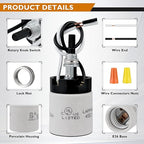 UL Listed Porcelain E26 Lamp Socket with 6'' Wire Lead, High Temp Resistant, Rotary Knob ON/Off Switch with 2 Wire Connectors Nuts for DIY Table Lamp,Pendant Light Replacement (2)