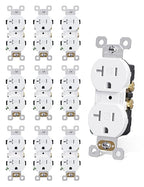 AIDA 20 Amp Outlet Duplex Electrical Receptacle Outlets,Power Outlet,Tamper Resistant,Heavy-Duty Receptacle Wall Outlet,Residential,2Pole,3-Wire, Self-Grounding Clip, NEMA 5-20R,UL Listed 10 Pack