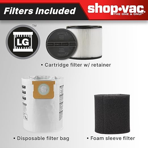Shop-Vac 5761011 10 Gallon Wet/Dry Shop Vacuum, 4.5 Peak HP, 1.5 Inch Diameter x 7 Foot Hose, 20 Foot Cord, Ideal for Home, Garage, and Workshop Cleaning