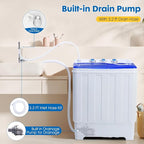 28lbs Portable Washing Machine with 18lbs Wash and 10lbs Spin, Twin Tub Washer Compact Machine with Drain Pump, Mini Portable Washer for Home, Camping, RVs, and Small Spaces, Blue