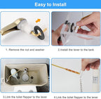 iFealClear 2 Pack Polished Gold Universal Toilet Tank Flush Lever Replacement, Brass Side/Angle Mount Toilet Handle Fits Most Toilets