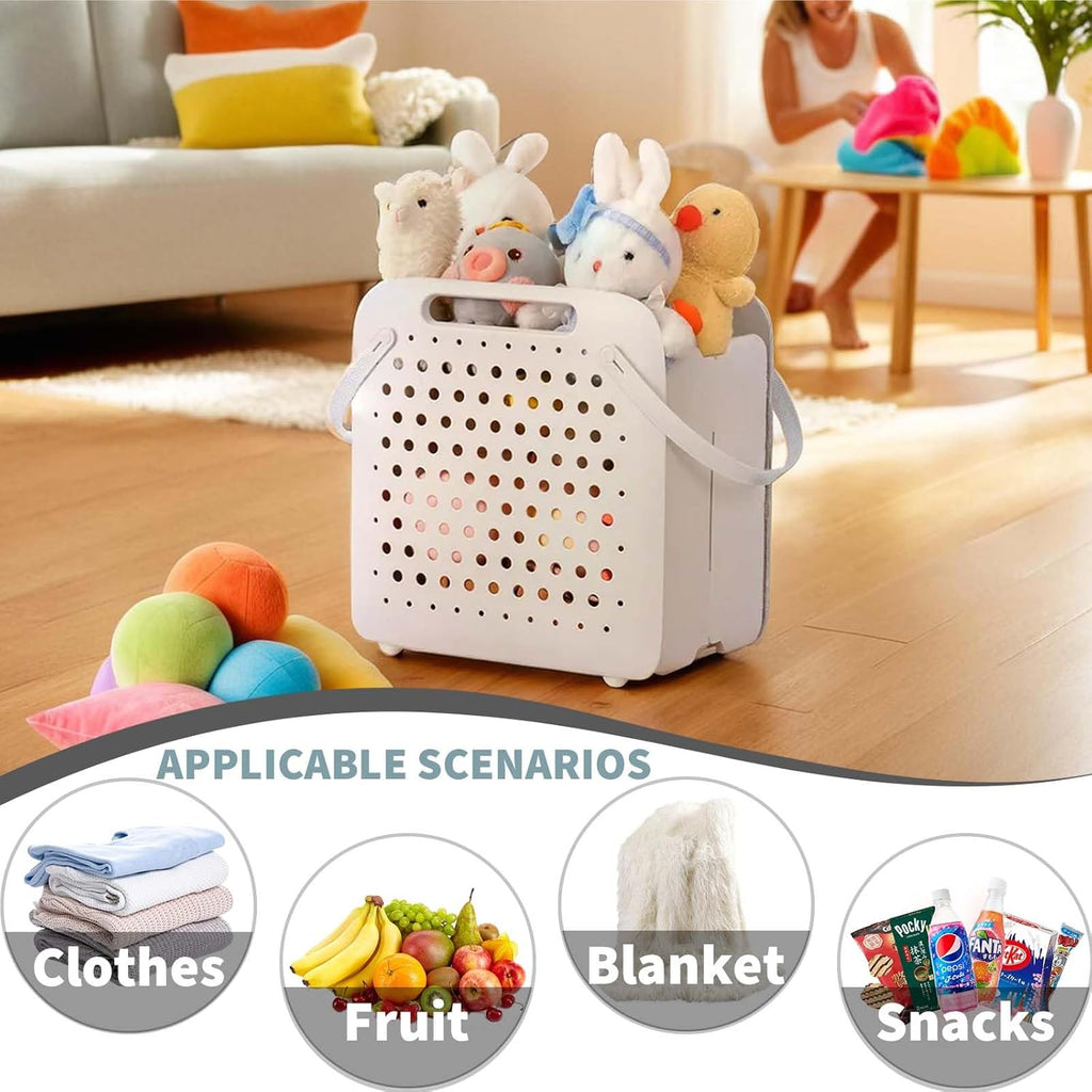 45L Foldable Laundry Basket, Plastic Collapsible Laundry Baskets with Handles, 12 Gallons Dirty Clothes Hamper for Dorm Laundry Room Organization, Freestanding Wall Hanging Laundry Hamper
