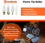 GoodBulb 25 Watt Flame Tip Light Bulbs CA10 Frosted Finish Medium E26 Base 2700K Soft White EFF Dimmable 25W 175 Lumens Decorative Chandelier Bulbs Incandescent (Pack of 12)