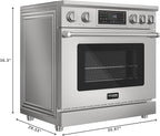 KoolMore 36 in. Professional Induction Oven Range with 11 Kw, Polished Glass Ceramic Cooktop, 7.8 Kw True Convection Oven, 6 Cu. Ft. Capacity, 240 Volts, CSA Certified in Stainless-Steel