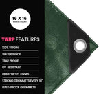PROTARP Extreme Heavy Duty 22 Mil Tarp Cover, Waterproof, UV Resistant, Rip and Tear Proof, Poly Tarpaulin with Reinforced Edges for Roof, Camping, Patio, Pool, Boat. (Green/Black 20′ X 30′)