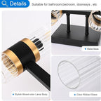 MELUCEE 5-Light Bathroom Lights Over Mirror in Black Finish, Farmhouse Vanity Lights with Ribbed Clear Glass Shade Indoor Metal Wall Light Fixtures for Kitchen Powder Room Foyer, E12 Base