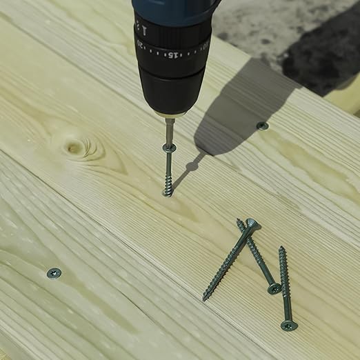 Wood Screws 3-1/2 Inch, FIXLINK Deck Screws #10 x 3-1/2", 105 PCS, Epoxy Coated, T25 Star Bit Above 1500 Hour Salt Spray Coating Outdoor Decking Screws Excellent Rust Resistant for Wood Fence, Green