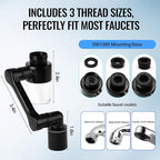 1080° Swivel Tap Extension, Swivel Robot Arm Bathroom Tap Extension, Kitchen Swivel Extension Filter with 2 Mode Splash Proofing (Extender with filter, Black)