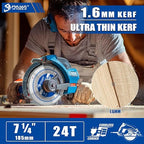 7-1/4-Inch 24-Tooth Circular Saw Blade, 0.063" Ultra Thin Kerf Blade 20mm Bore (16mm Reduction Ring Included), ATB Framing Blade for Wood Fast Cutting