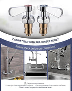 LEAD-FREE Faucet Handle Repalcement Valve Stem Assembly, Commercial Faucet Parts for Kitchen Sink Faucet, Brass Constructed with Ceramic Disc, A Pair of Red for Hot and Blue for Cold