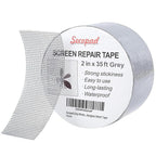 Grey Window Screen Repair Tape, 2IN X 35FT (420IN) Screen Repair Kit for Windows or Doors, Strong Adhesive Patch Kit Fiberglass Mesh Tape