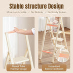 GameGem 4 Step Ladder Folding Step Stool, Foldable Ladder with Ergonomic Heightened Top Grip, Tall Step Ladder with Widened Anti-Slip Pedal for Closet, 330Lbs Load, Fold Thin and Tight, Cream White