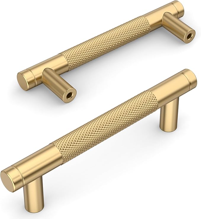 Amerdeco 10 Pack Champagne Bronze Cabinet Pulls, 3.75 Inch(96mm) Hole Center, Kitchen Cabinet Handles