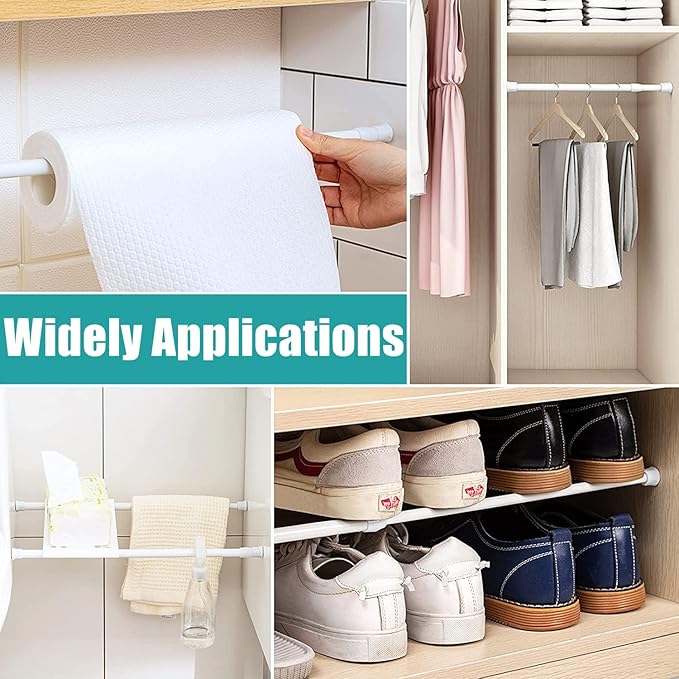 4 Pcs Window Security Bars, Adjustable Sliding Glass Door Bar Sliding Door Security Bar Window Safety Lock Bar with Rubber Tips for Children Home, Extends from 15.8-27.6 Inch, White