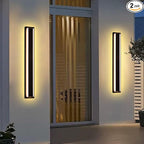 MELUCEE 2 Pack Long Outdoor Wall Lights 24W 5 Color Dimmable Modern Exterior Lighting Fixtures LED Linear Outdoor Wall Sconce for Garage Patio Balcony Porch, 3000K-6000K Adjustable, IP65 Waterproof