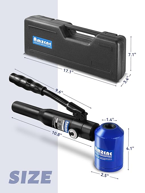 AMZCNC Hydraulic Knockout Hole Punch Driver Kit 1/2 to 2 inch Electrical Conduit Hole Cutter Set KO Tool Kit Metal Sheet Puncher (8TON(1/2"~2"))