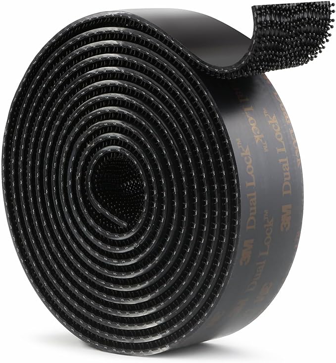 3M Dual Lock SJ3550 1"×6ft Black 1 Pack Reclosable Fastener Mounting Tape Interlocking Mushroom Shaped Strong Adhesive Hook Lock Sticky Tape for Indoor and Outdoor