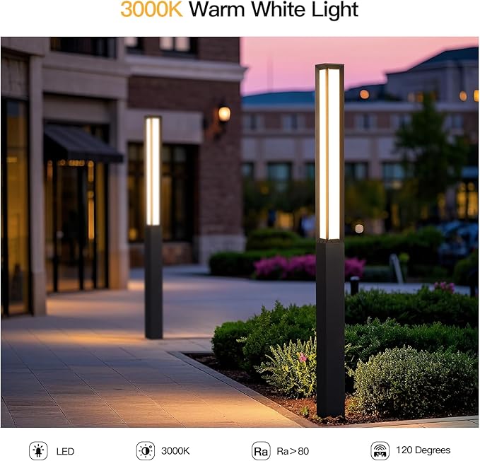 Path Light, 92" Pathway Lights, Wired Outdoor Modern Landscape LED Bollard Driveway Lighting, IP65 Waterproof Aluminum High Voltage Floor Lamp for Walkway Lawn Patio Yard Garden Decoration