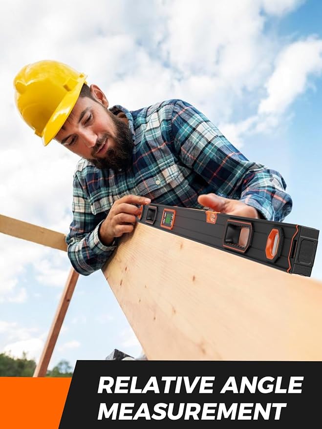 Mecurate 48-Inch Digital Level, Professional Smart Precision Torpedo Level Tool, Bright LCD Display, Audible Alerts, Magnetic Bottom, Dust Water Resistant, with Carrying Case