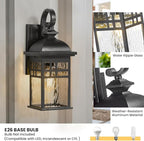 Outdoor Wall Lamps Exterior Lighting Fixtures 22 Inch Height Porch Light with Water Ripple Glass E26 Socket