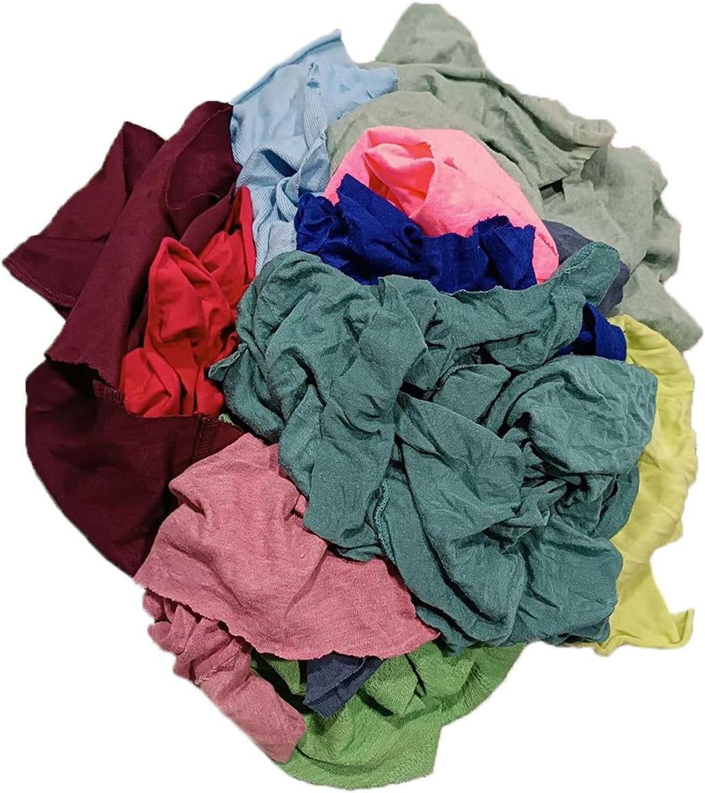 Color T-Shirt Rags (2x25 lbs. Bag) – Shop Cloths Bulk for Workshops, Mechanics, Painters, and Home Use, Multipurpose Cotton T-Shirt Rags