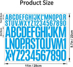 10 Sheets 780 Pcs Vinyl Letter & Number Stickers - Waterproof, Self-Adhesive Alphabet for Mailbox, Door, Window, Cars, Boats, Address(Blue, 1in & 2in)
