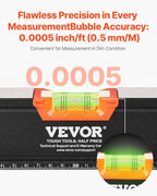 VEVOR 6-Piece Torpedo Level, 78/48/32/24/16/10 Inch Box Levels Set, Bubble Vials Ruler for 45/90/180 Degree, Shock-Proof Aluminum Alloy Magnetic Leveler Tool, SAE/Metric Scale(Only 10-inch has magnet)