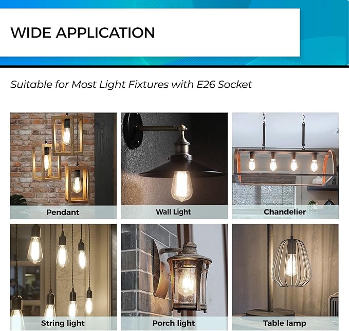 Hizashi E26 LED Bulb 60 Watt Dimmable, 4000K LED Edison Bulbs, ST19 Vintage Light Bulbs Cool White, 95+CRI, UL Listed,700 Lumens 6W E26 Medium Base, Clear Glass, Pack of 6