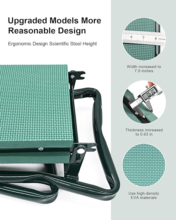 Garden Kneeler and Seat Heavy Duty, Upgraded Widened and Thickened Gardening Stools for Seniors, Foldable Gardening Bench Ergonomic Design, Effective Relief of Knee and Back Pain, Gift for Gardeners