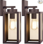 BesLowe Outdoor Wall Light Fixtures, Exterior Waterproof Wall Lanterns, Brown Porch Sconces Lighting with E26 Sockets, Modern Outside Lights for House Patio Front Door Entryway, 2-Pack