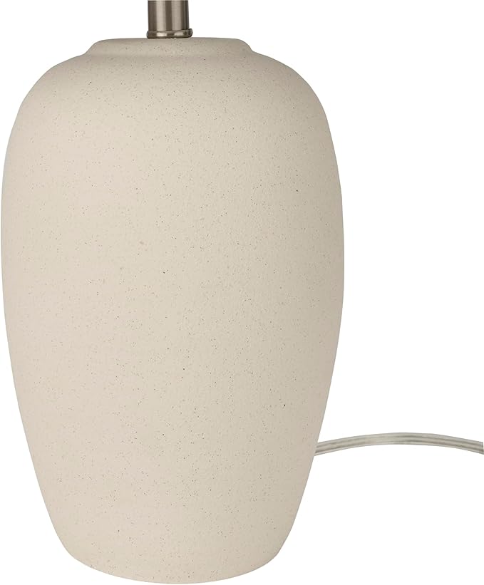 Nourison Home 23" Natural White Ceramic Jar Table Lamp for Bedroom, Living Room, Dining Office, with Off-White Shade