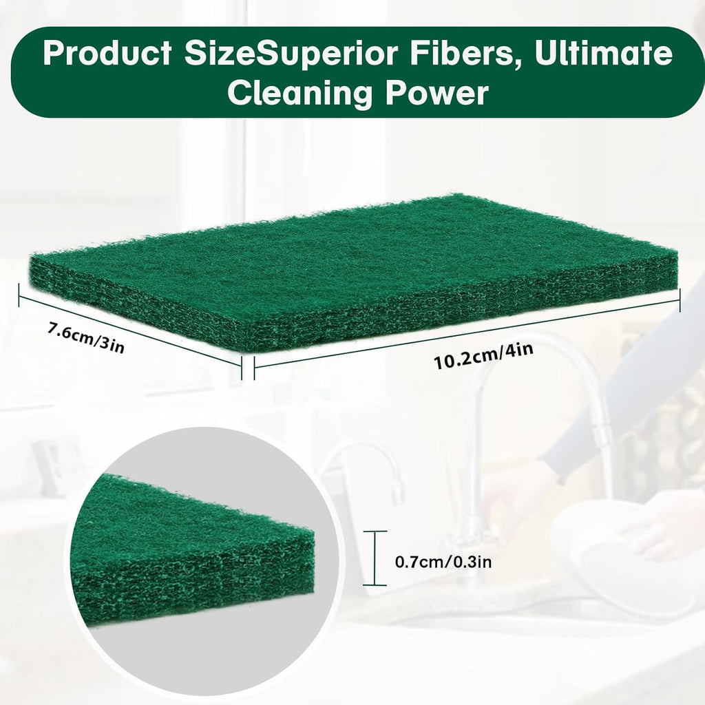 100 Pcs Scouring Pads,Heavy Duty Scour Pads,Dish Scrubber Scouring Pads,Non Scratch Scrubber Pads,Reusable Green Household Scrub Pads for Dishes Kitchen Scrubbers & Metal Grills,3x4in