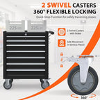 7-Drawer Rolling Tool Chest, Tool Box with 4 Wheels and Drawers, High Capacity Detachable Mobile Tool Storage Cabinet for Garage, Workshop, Mechanics and Repair Room (Black)