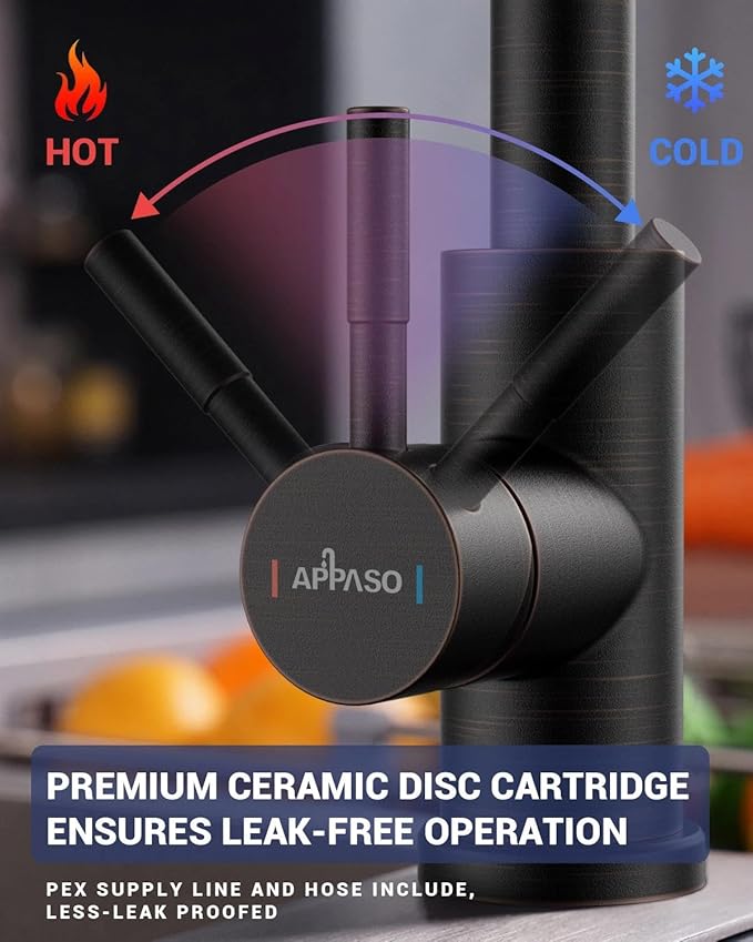 APPASO Touchless Kitchen Faucet with Pull Down Sprayer Oil Rubbed Bronze, Waterfall Touchless Motion Sensor Hands-Free, Single Handle SUS304 Stainless Steel Smart Faucet for Sink