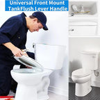 2PCS Toilet Handle Replacement Kit, Front Universal Toilet Bowl Replacement Kit, Chrome Toilet Tank Trip Lever with Stainless Steel Rod