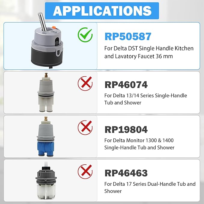RP50587 Delta Cartridge Valve Replacement for DST Single Handle Kitchen and Lavatory Faucets Repair Parts Universal Delta Faucet Diamond Seal Technology Single Handle Valve Cartridge with Allen Wrench