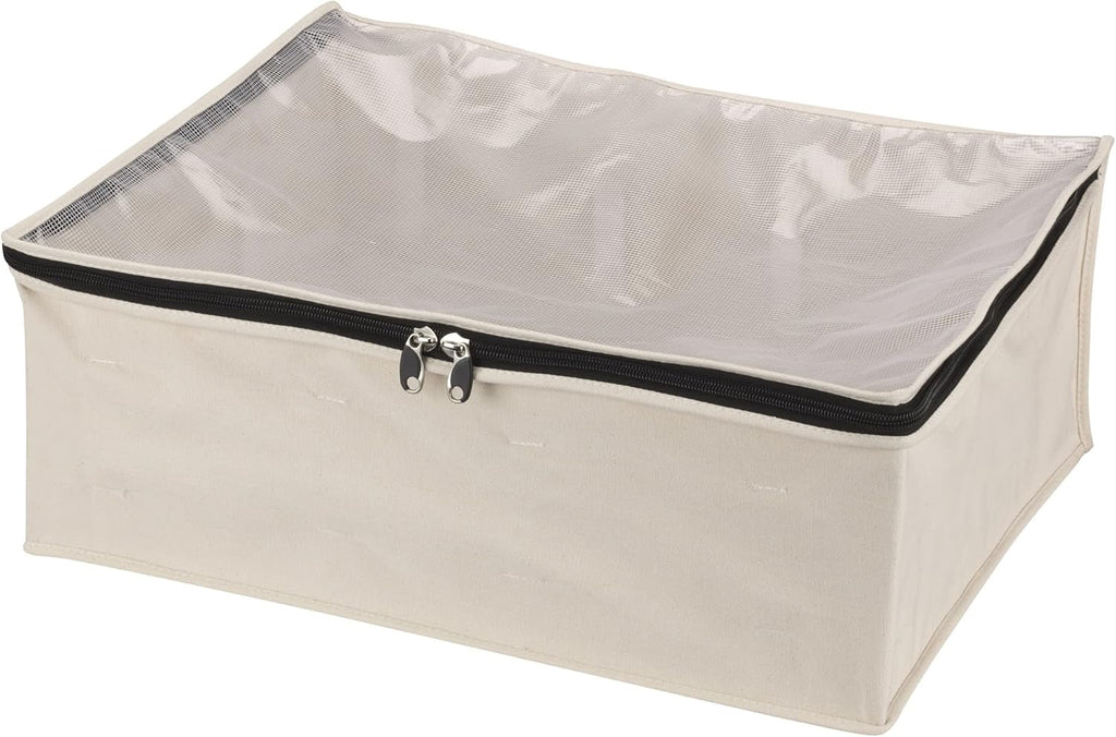 Household Essentials 3364-1 Cotton Canvas Blanket Storage Bags | Natural, Off-White