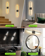 CLY Battery Operated Wall Sconce Set of 2, Dimmable 2700K-6500K Battery Wall Sconce with Remote Control 8000mAh Rechargeable Wall Lights Wireless Sconces for Mirror/Hallway/Living Room/Bedroom 28 Inch