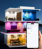 Recessed Lighting 6 Inch with App & Voice Control, 1200LM RGBCW Smart Ceiling Light Work with Alexa & Google, Dimmable LED Recessed Lighting 6 Inch with Timer Music Sync Can Lights, 4 Pack