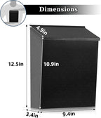 KYODOLED Convenient and Durable Wall Mount Mailbox for Outside, Easy Installation, Ample Storage Space to Accommodate Standard-Sized Letter, Magazine, Check, Black, Drop Box for Home or Apartment